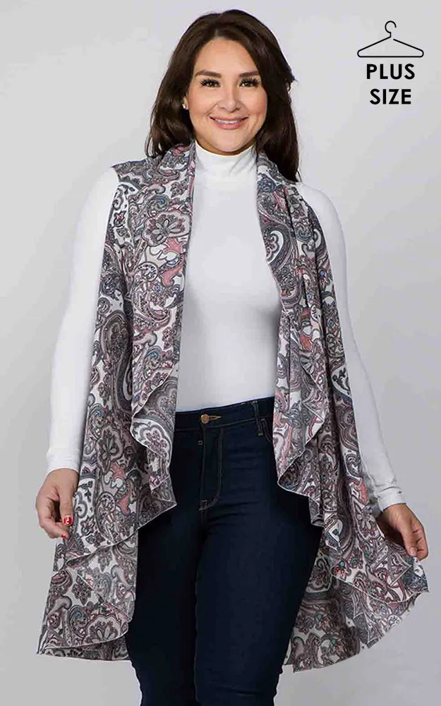 PN90B9P Plus Size Paisley Pattern Long Vest