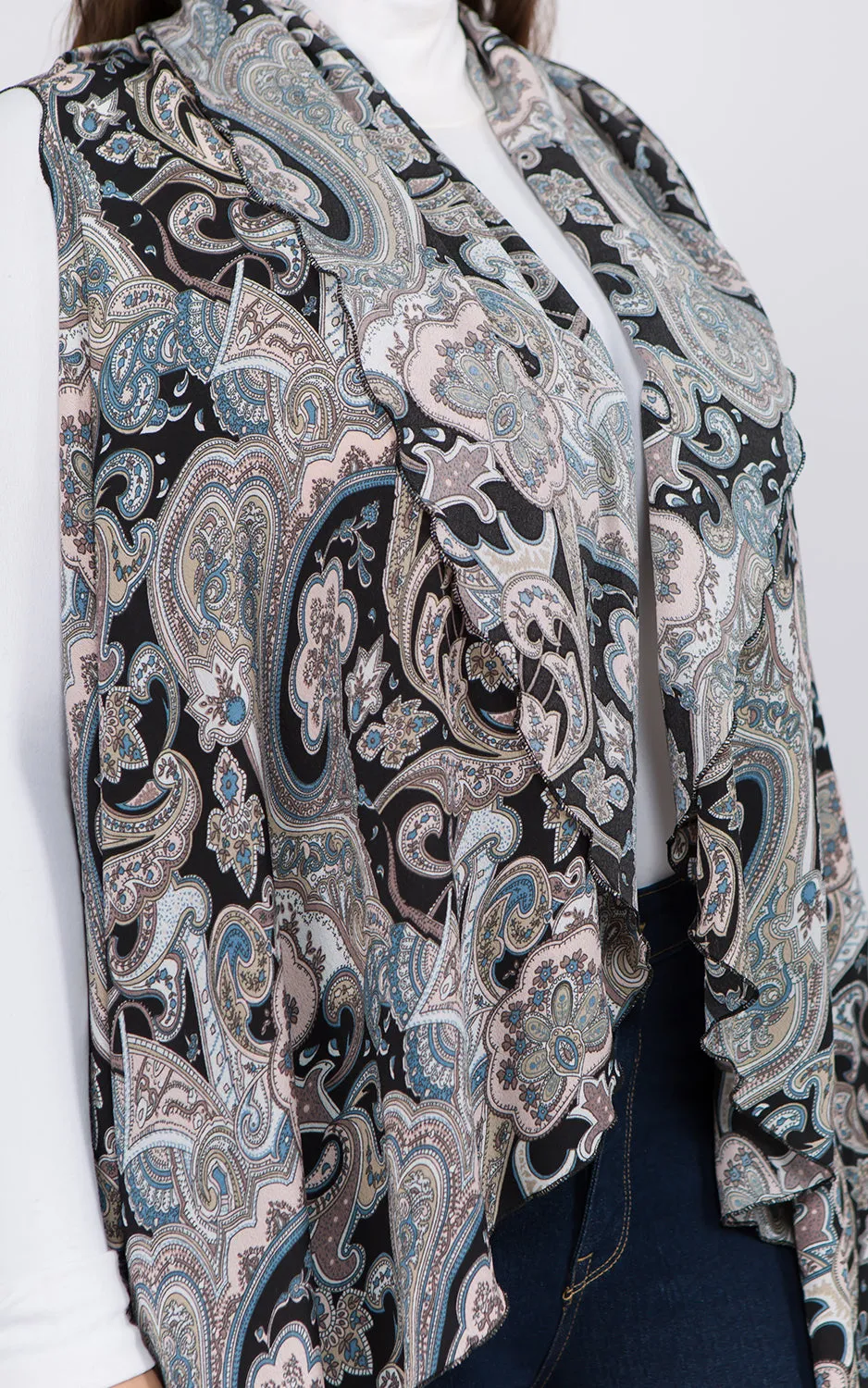 PN90B9P Plus Size Paisley Pattern Long Vest