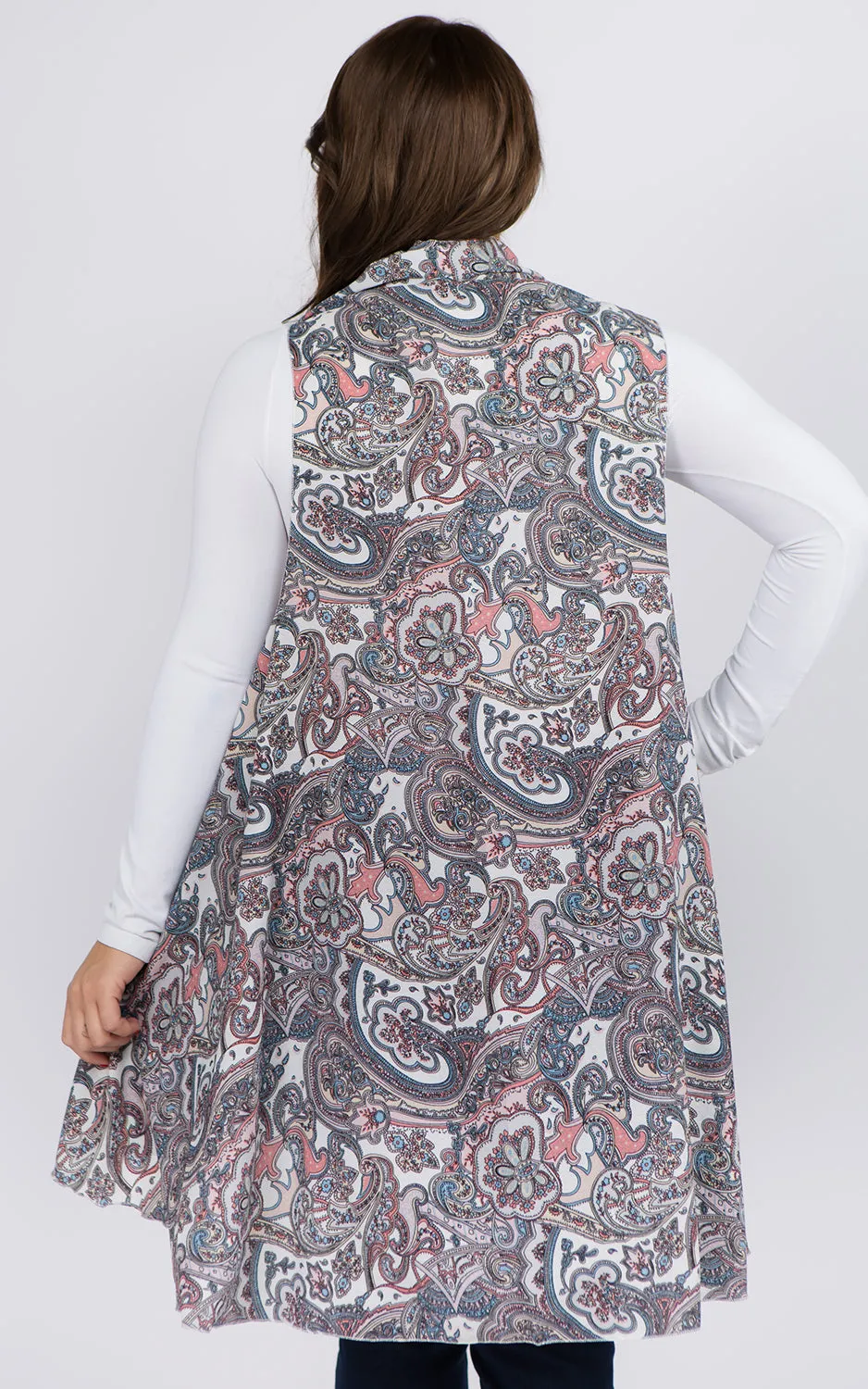 PN90B9P Plus Size Paisley Pattern Long Vest