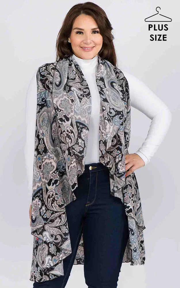 PN90B9P Plus Size Paisley Pattern Long Vest