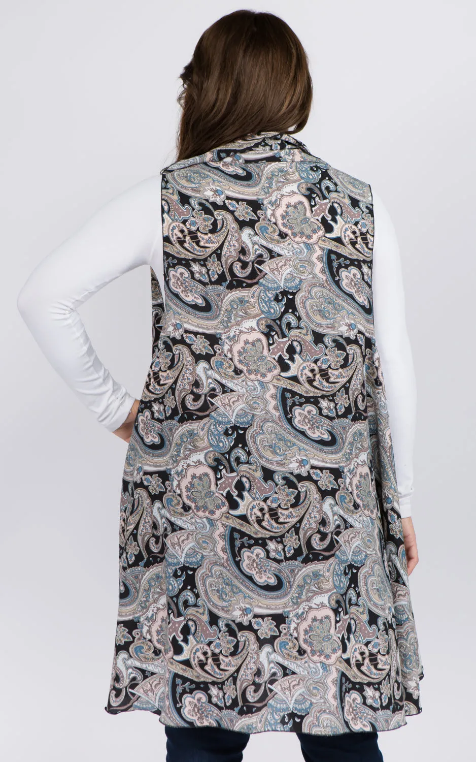 PN90B9P Plus Size Paisley Pattern Long Vest