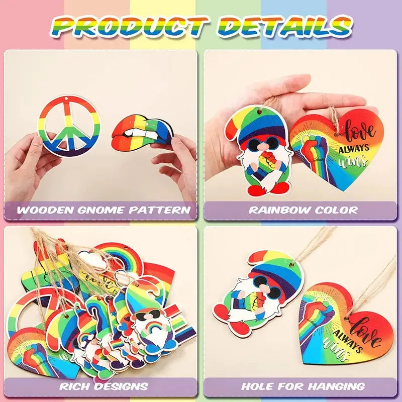 Pride Themed Wooden Hanging Ornaments