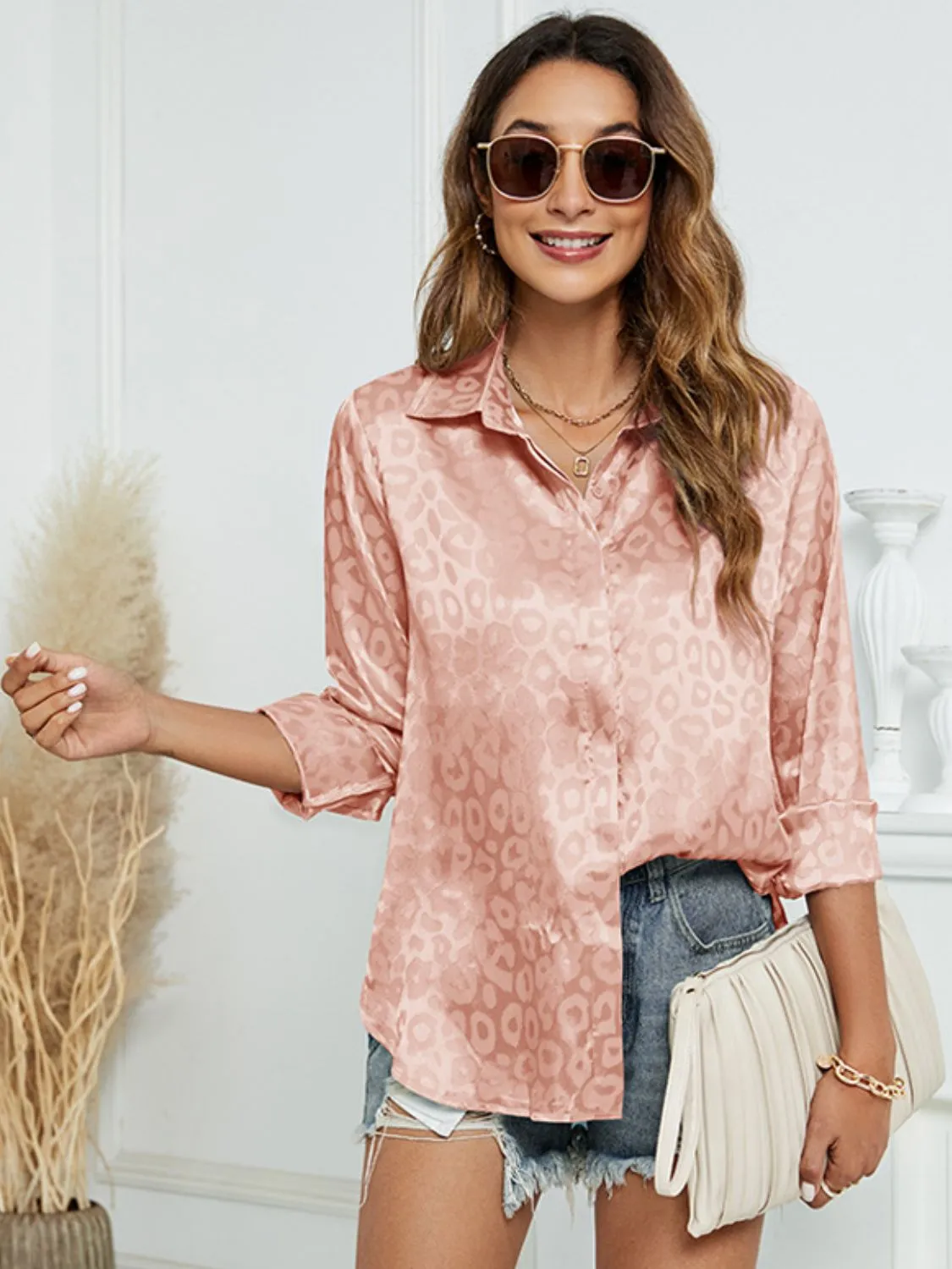 Printed Long Sleeve Collared Neck Shirt