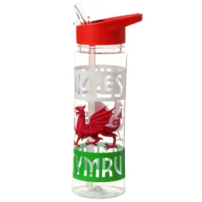 Reusable Welsh Dragon Wales Cymru 550ml Water Bottle with Flip Straw BOT105