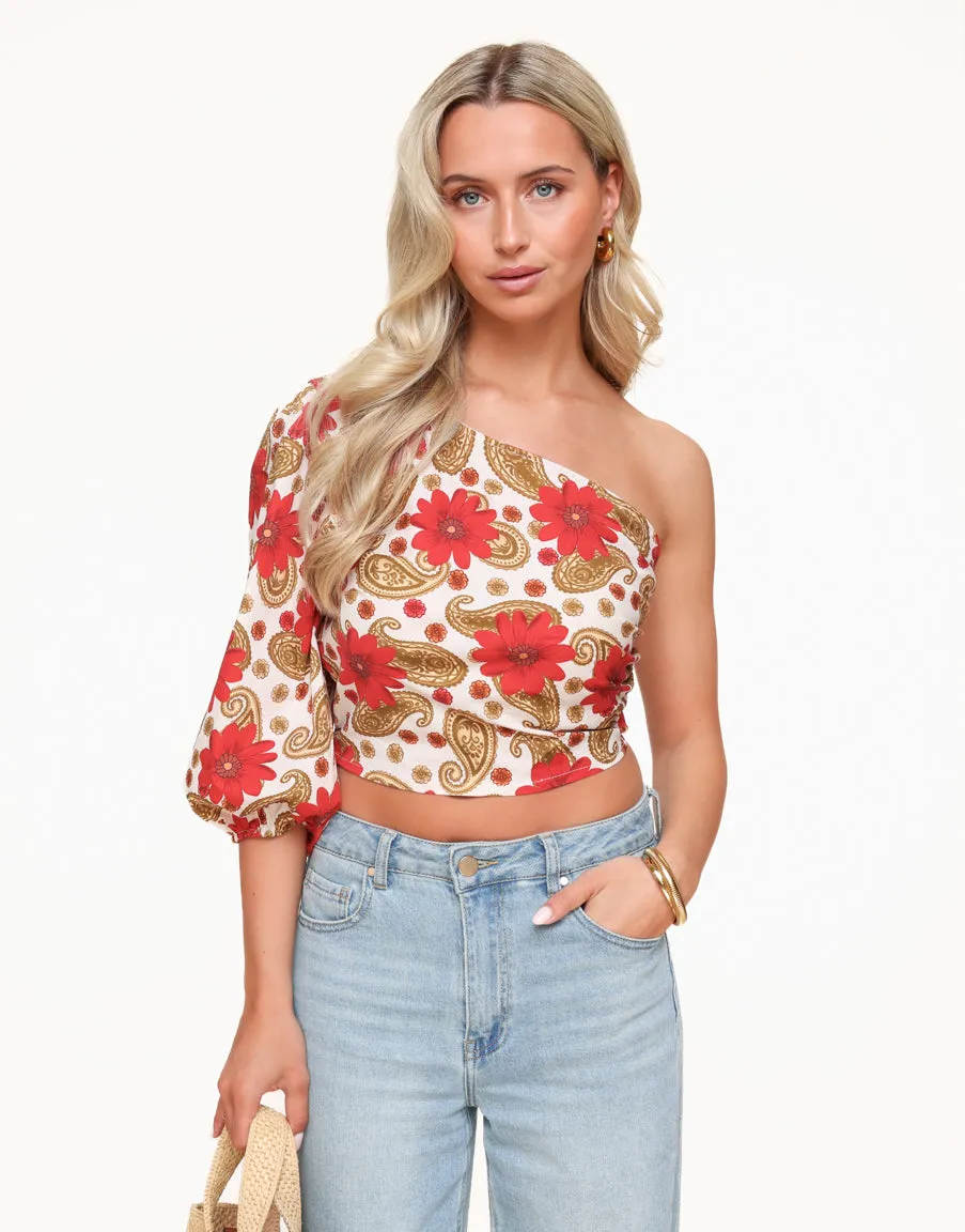 Rode Print One Shoulder - Top