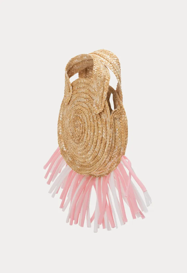 Round Straw Handbag With Tassel