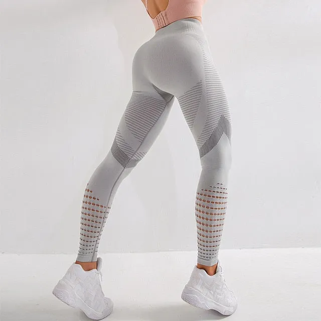 Seamless Women Leggings Fitness High Waist Push Up Patchwork Hollow Out Spandex Legging Casual Femme Leggings Feminina