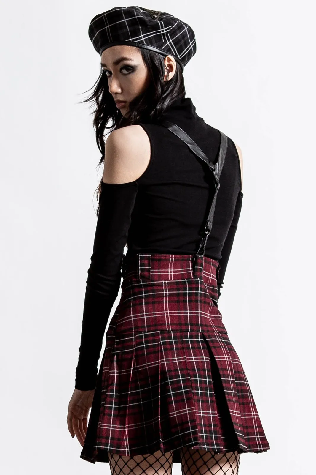 Shadows Blood Tartan Suspenders Skirt