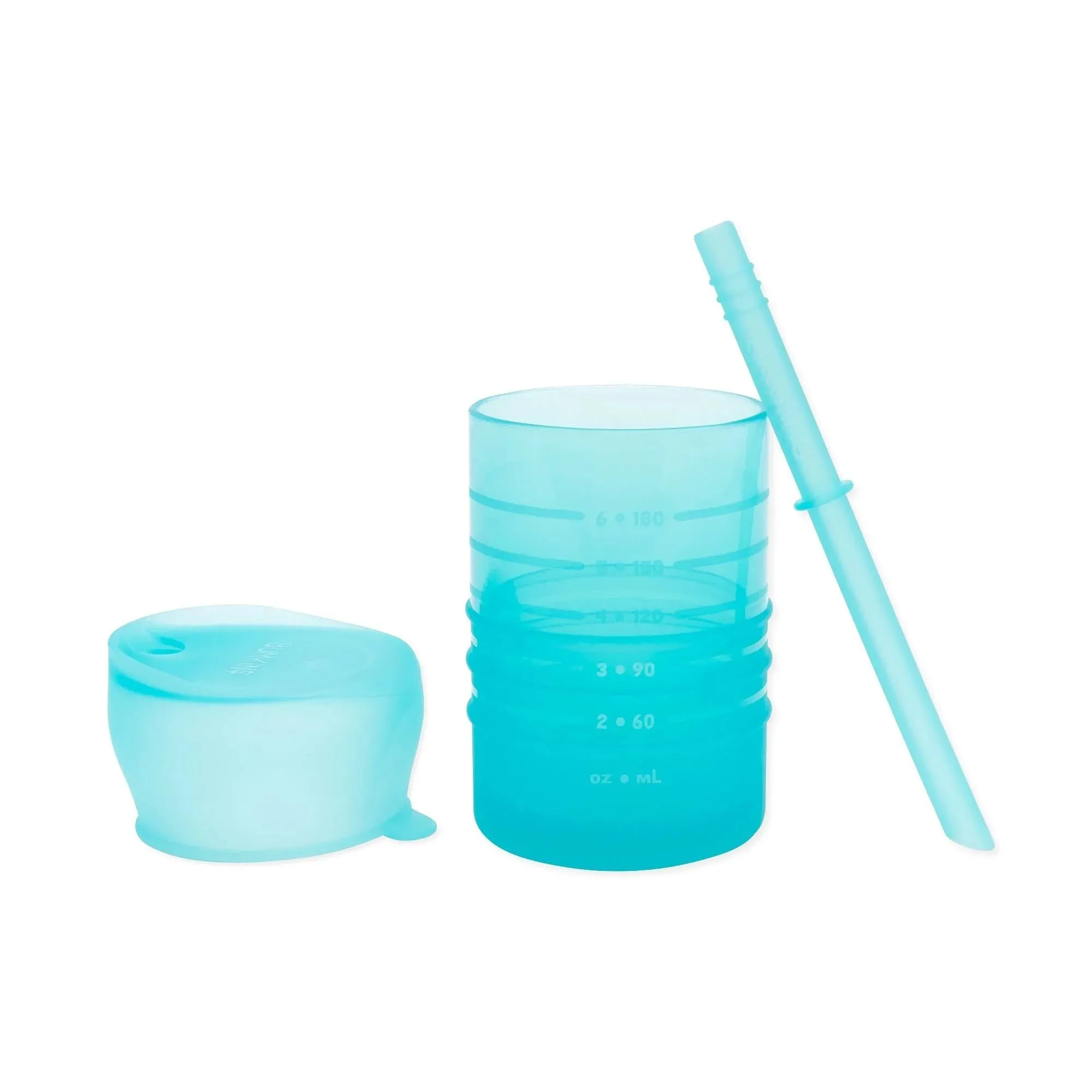 Silicone Straw Cup with Lid: Blue