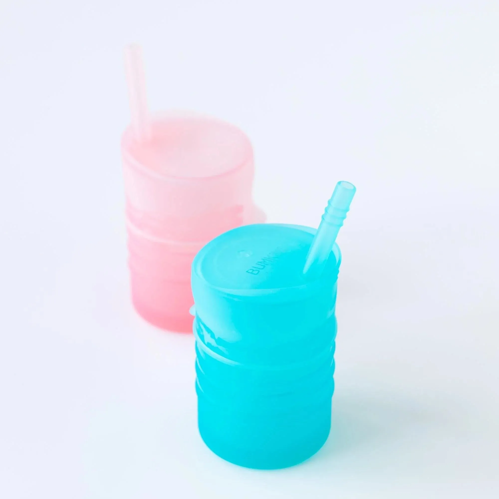 Silicone Straw Cup with Lid: Blue