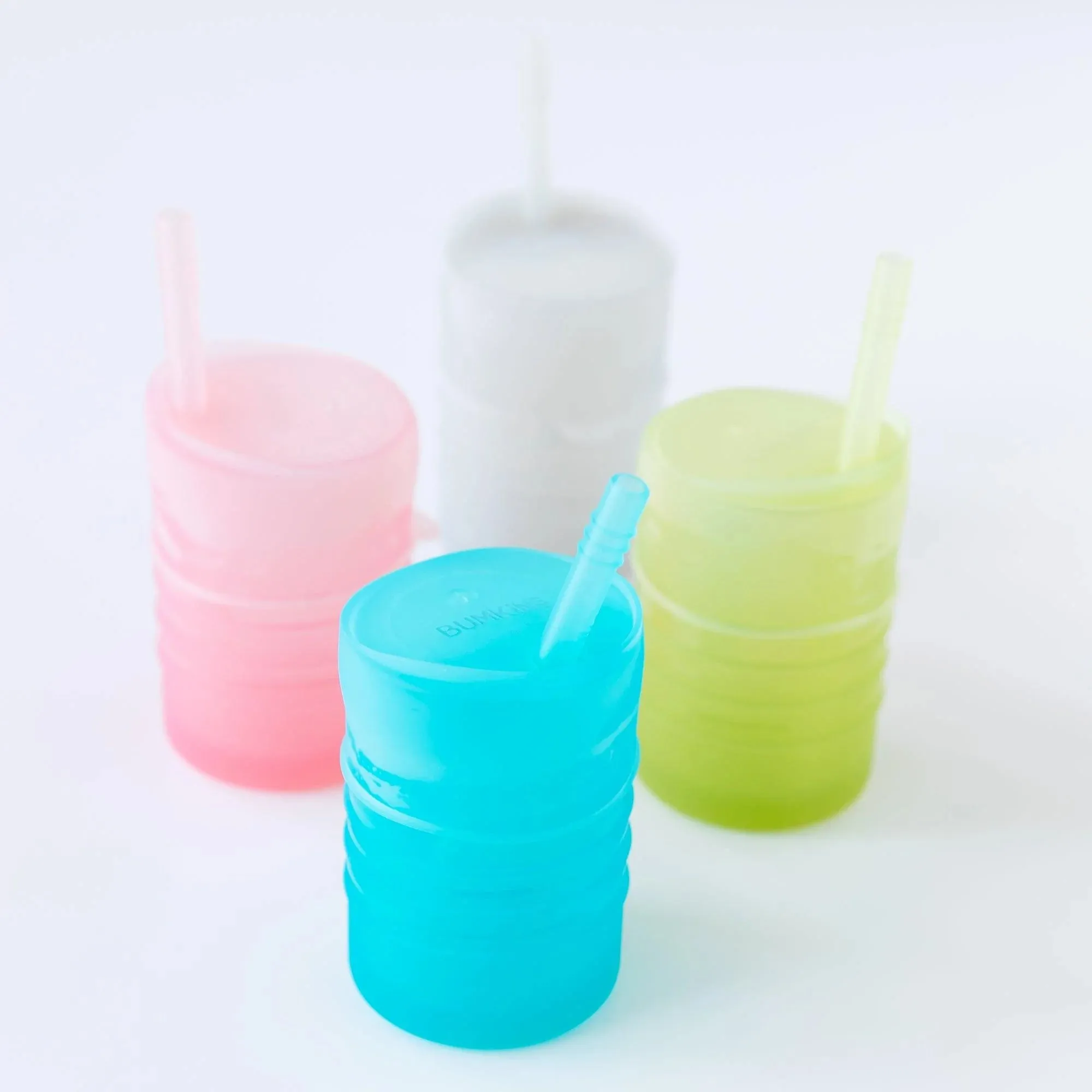 Silicone Straw Cup with Lid: Blue