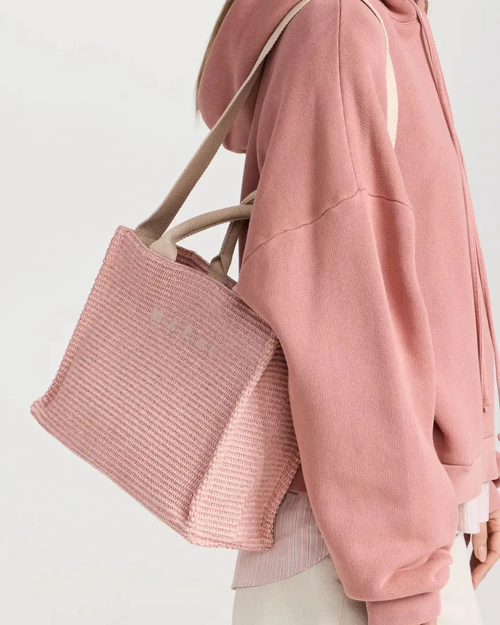 Small Raffia Tote Bag in Pink