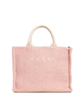 Small Raffia Tote Bag in Pink