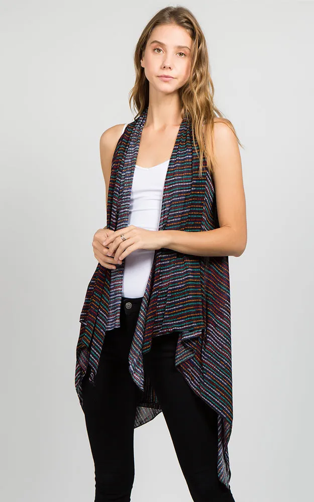 SN538 Stripe Spandex Stripe Scarf Long Vest