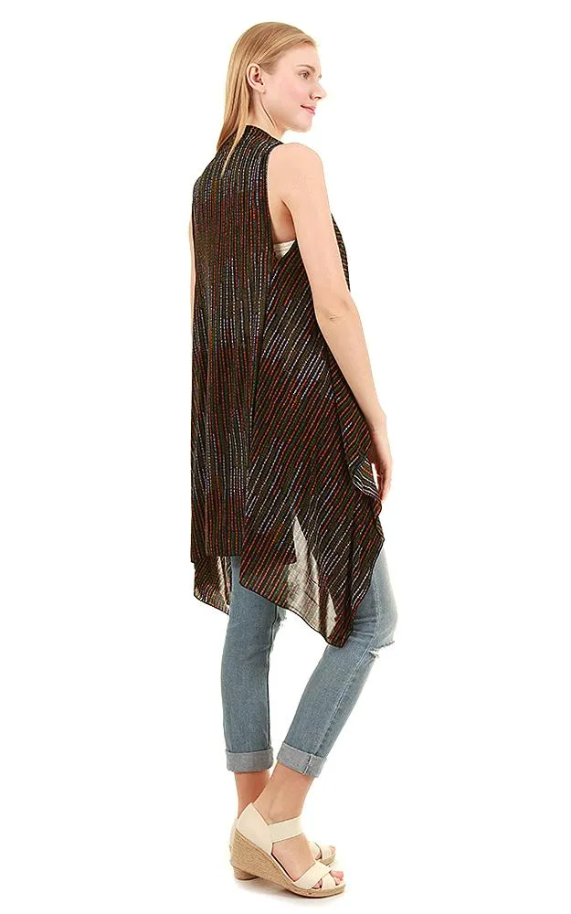 SN538 Stripe Spandex Stripe Scarf Long Vest