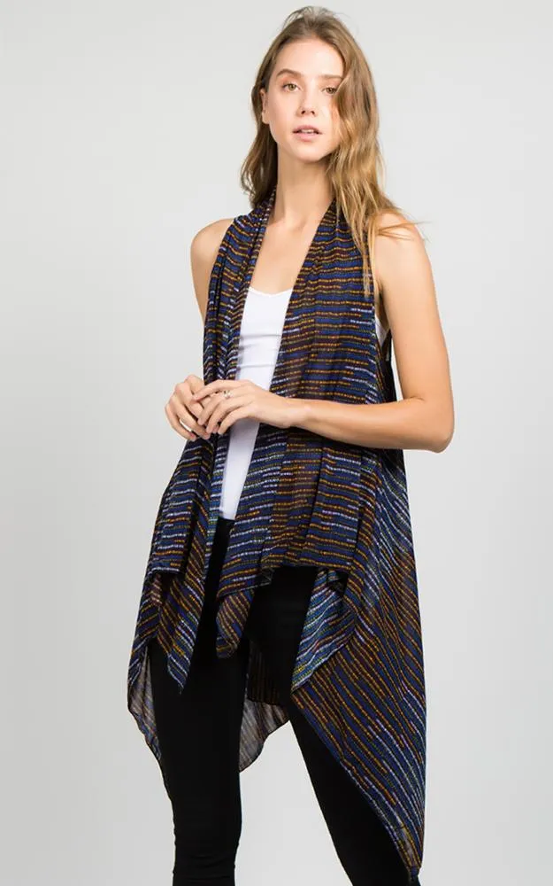 SN538 Stripe Spandex Stripe Scarf Long Vest