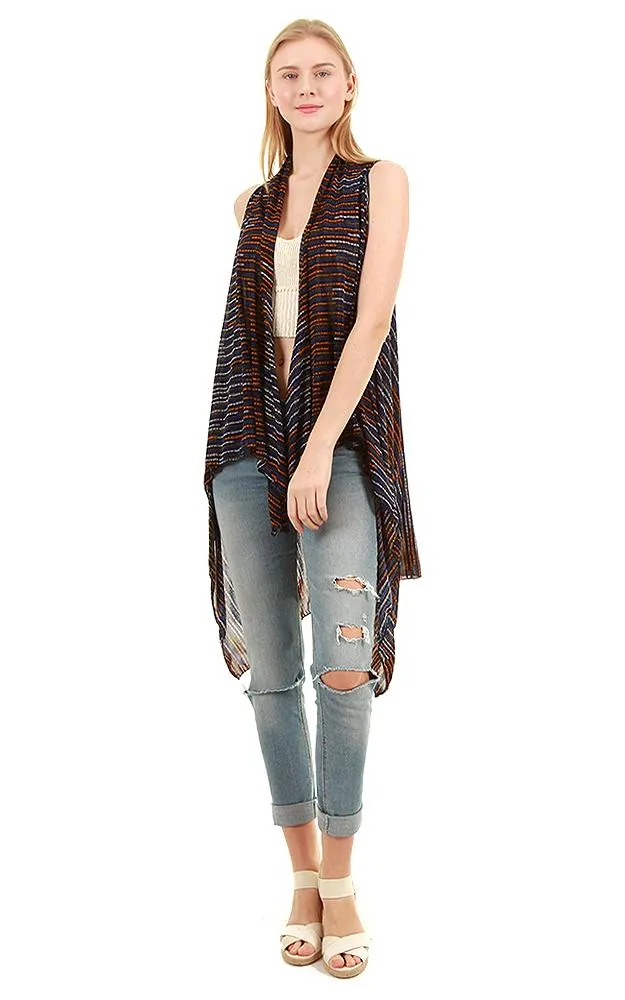 SN538 Stripe Spandex Stripe Scarf Long Vest