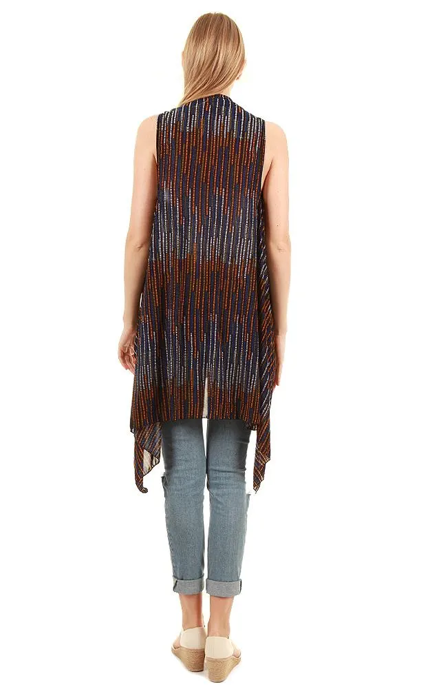 SN538 Stripe Spandex Stripe Scarf Long Vest