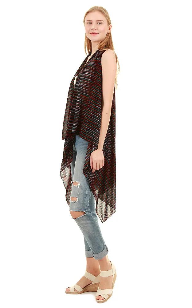 SN538 Stripe Spandex Stripe Scarf Long Vest