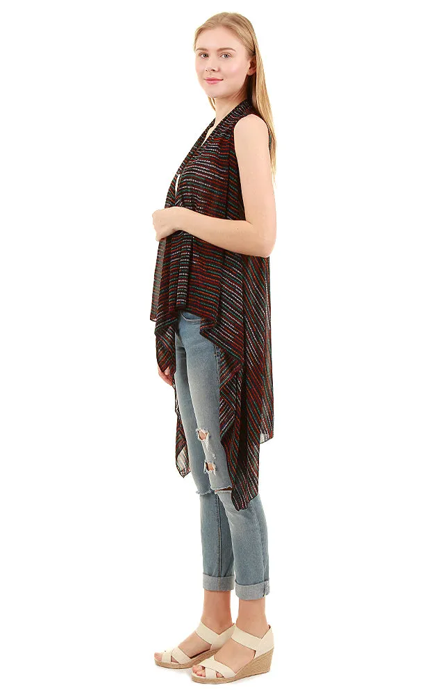 SN538 Stripe Spandex Stripe Scarf Long Vest