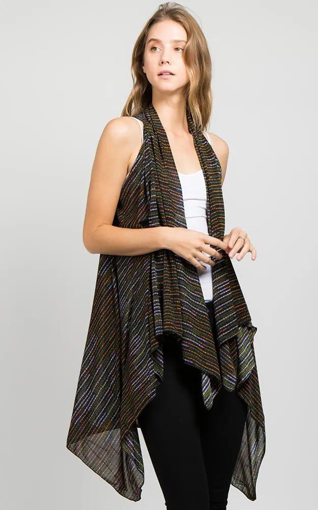 SN538 Stripe Spandex Stripe Scarf Long Vest