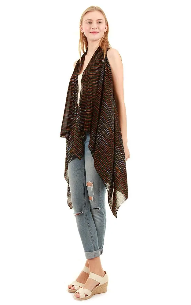 SN538 Stripe Spandex Stripe Scarf Long Vest