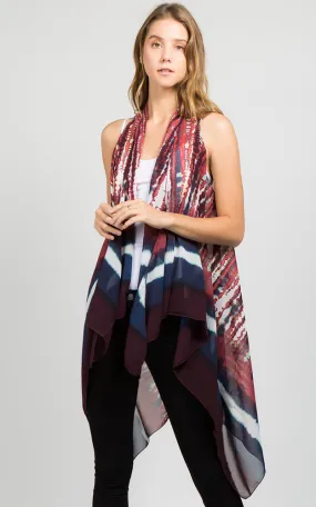 SN574 Chiffon Tie Dyed Scarf Long Vest