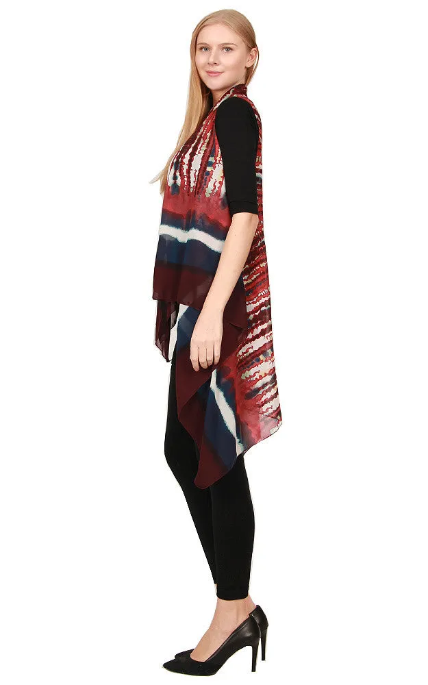 SN574 Chiffon Tie Dyed Scarf Long Vest