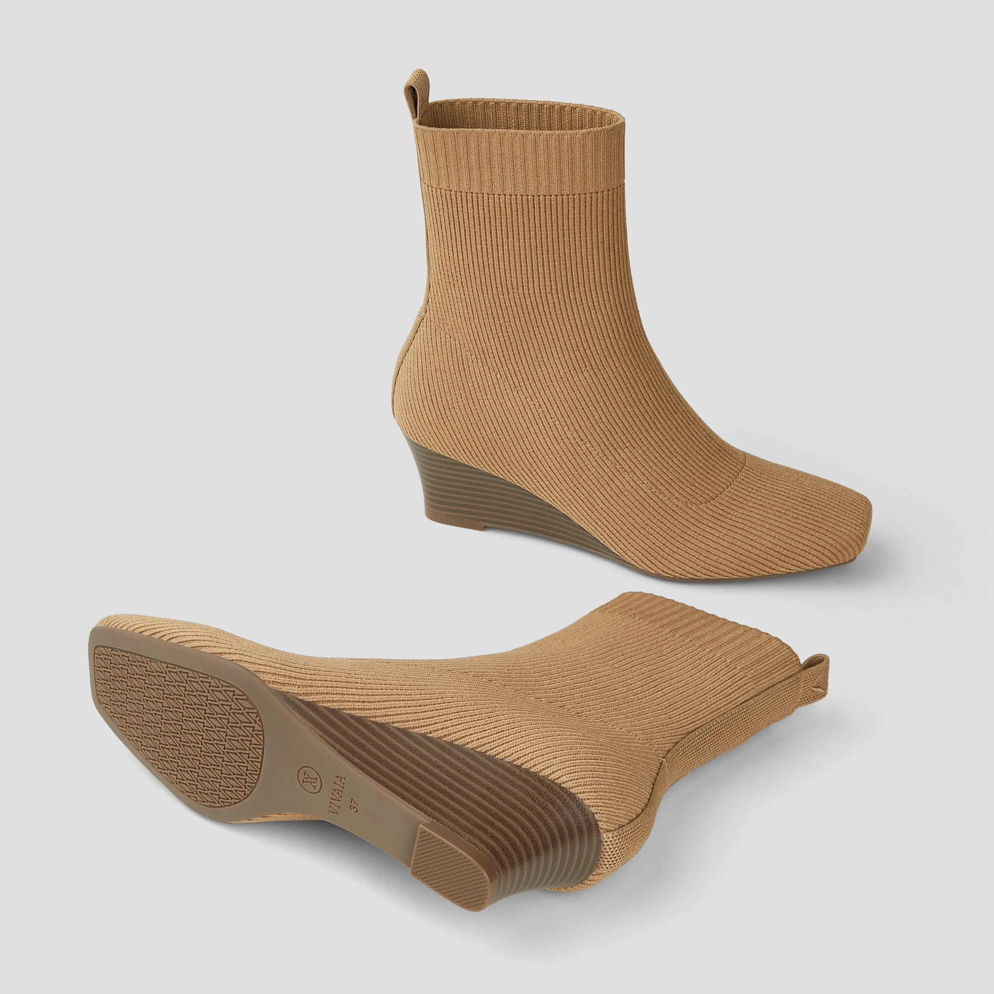   Square-Toe Water-Repellent Boots (Margot Wedge Bootie)