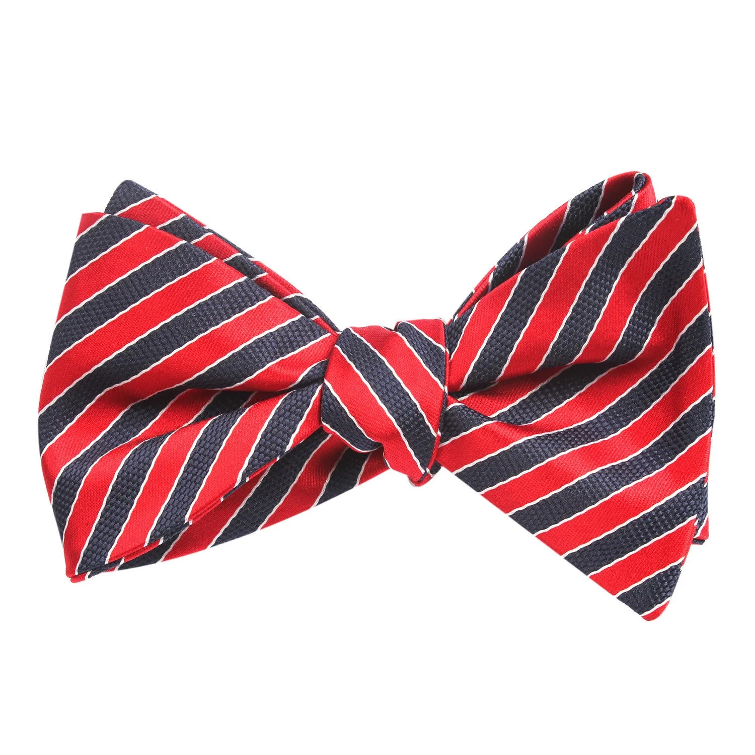 Striped Maroon with Navy Blue Bow Tie Untied