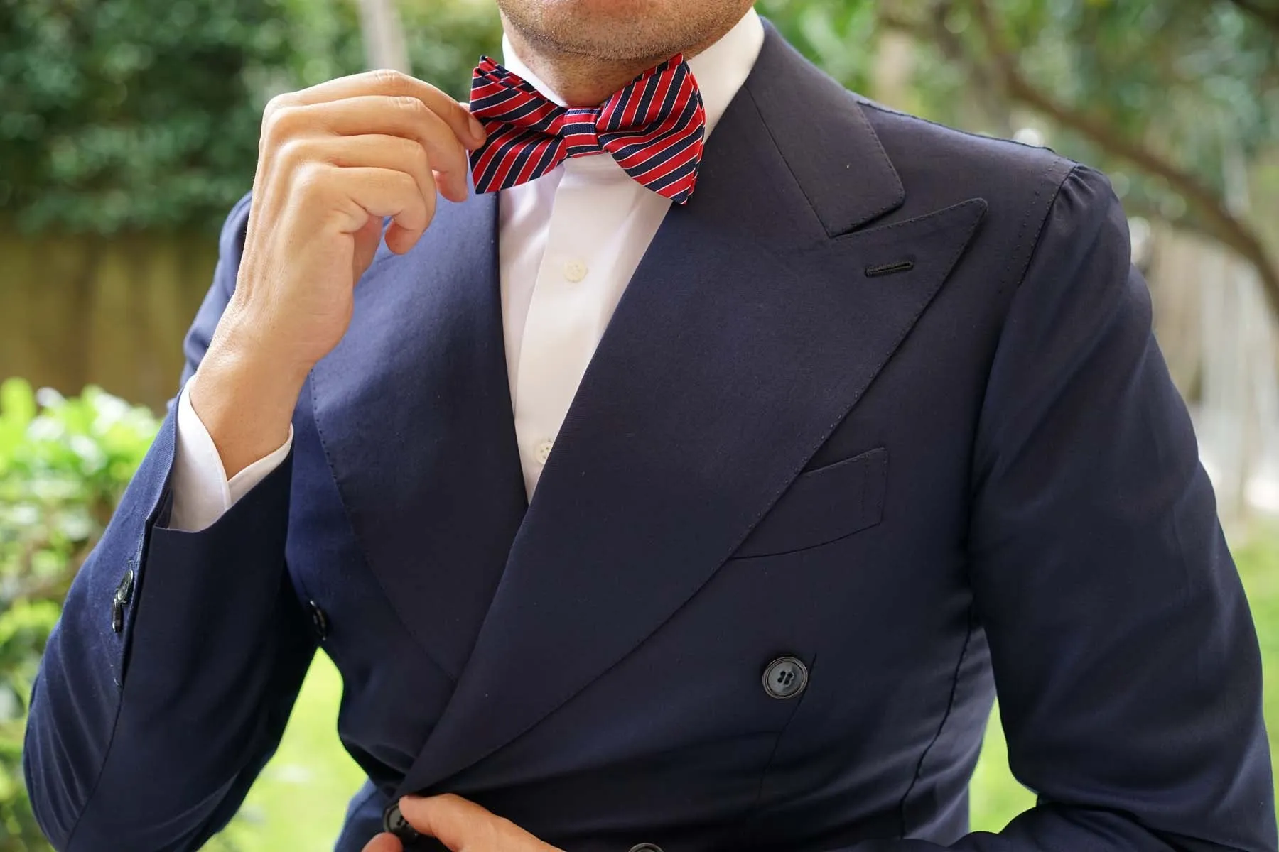 Striped Maroon with Navy Blue Bow Tie