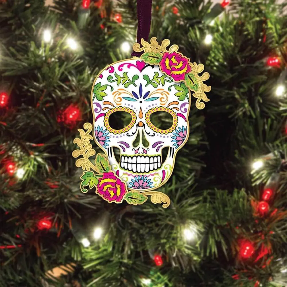 Sugar Skull Brass Ornament