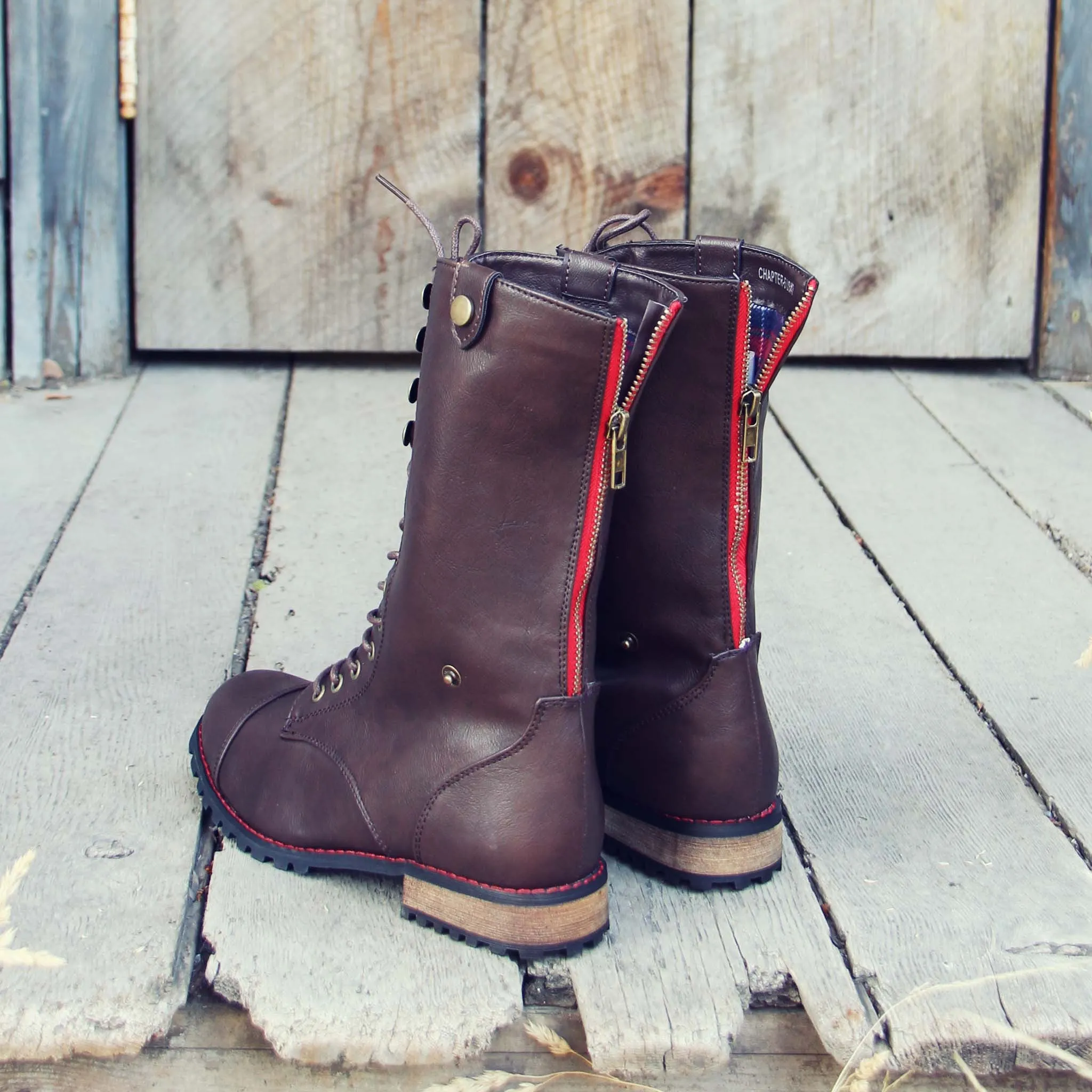 Sweater Weather Plaid Boots in Brown