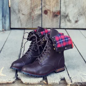 Sweater Weather Plaid Boots in Brown