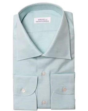 Teal Heathered Cotton Blend Dress Shirt