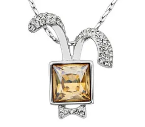 The cute square citrine rabbit necklace