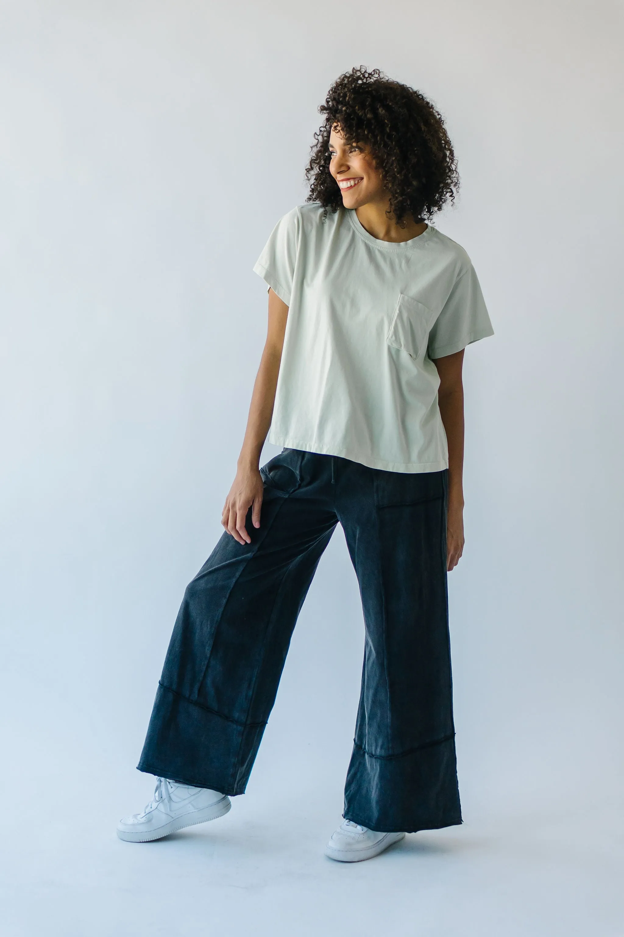 The Kecia Knit Wide Leg Pant in Black