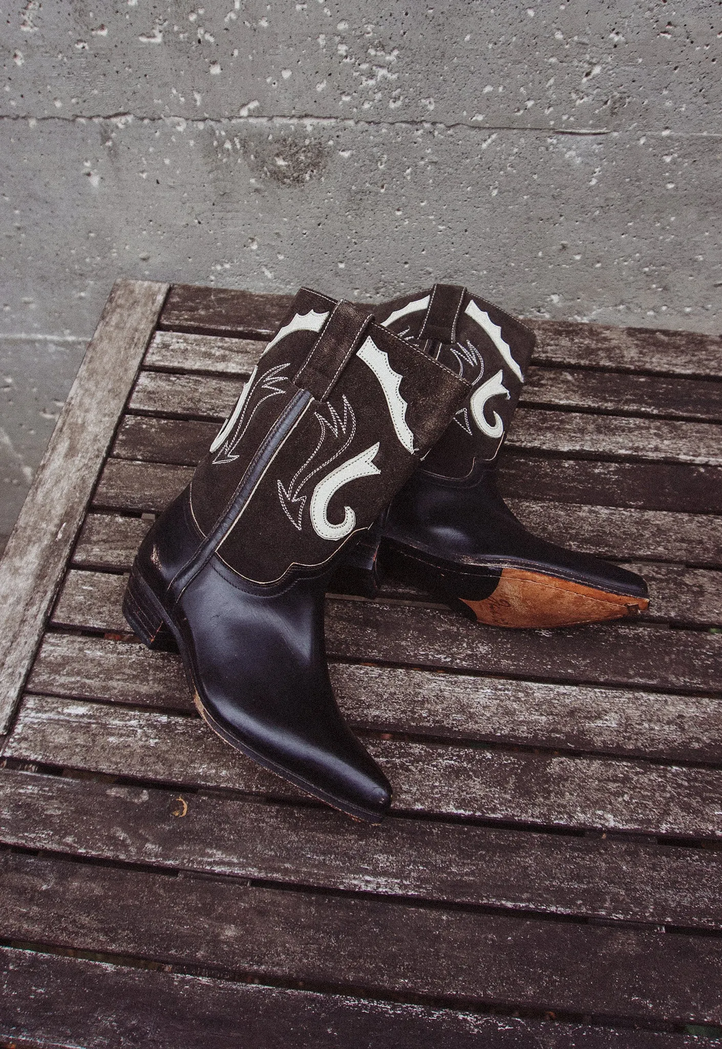 Vintage Children's Sleek Black Suede Cowboy Boots Size 13/ 1