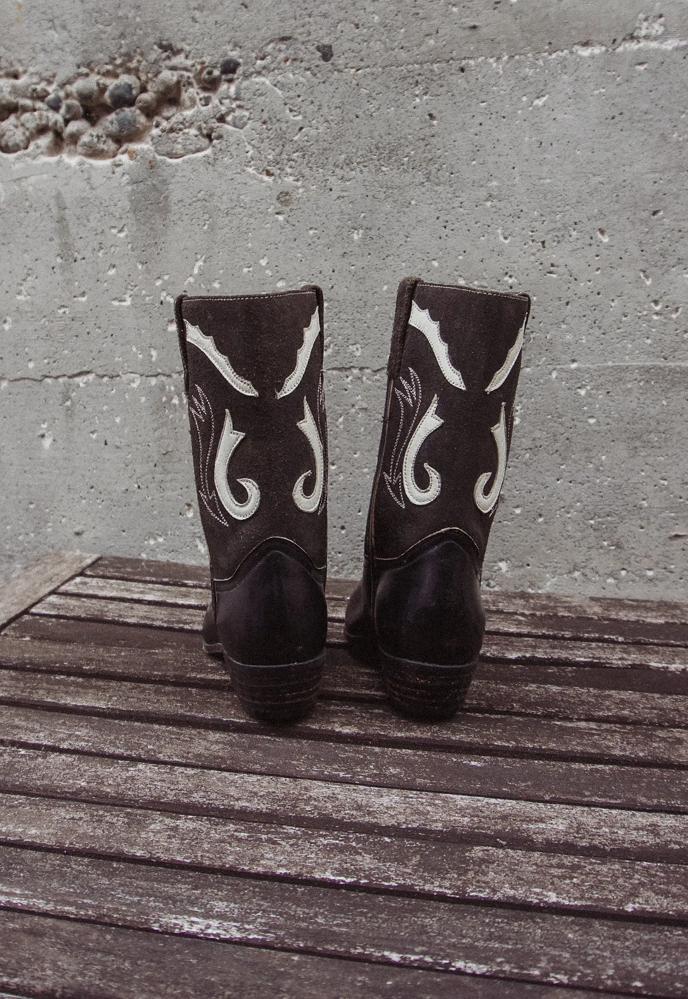 Vintage Children's Sleek Black Suede Cowboy Boots Size 13/ 1