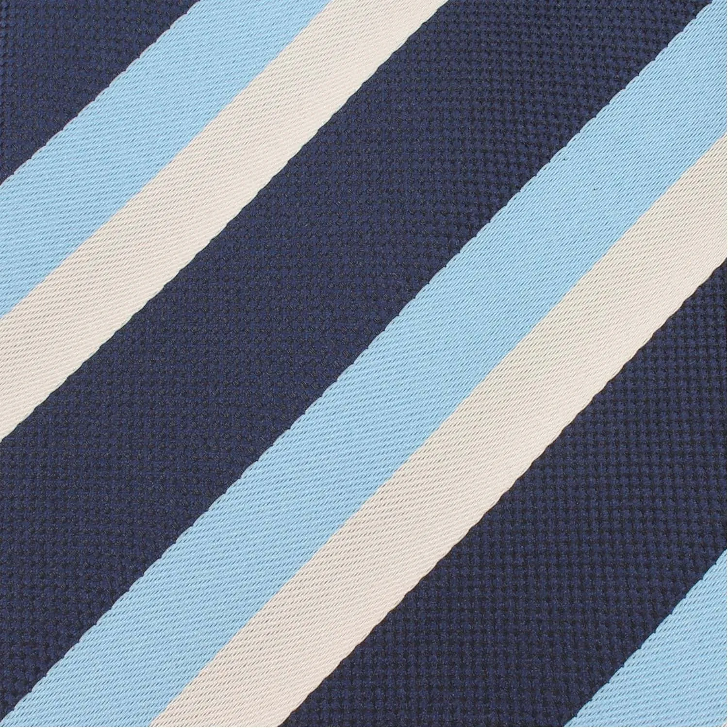 White Navy and Light Blue Striped Bow Tie