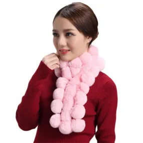 Women Winter Scarf s Soft Casual Fur Scarves Fur Ball Pink Cute Ring Neck Scarf Warm Ball Scarf Pelliccia Di Coniglio #165 SM6