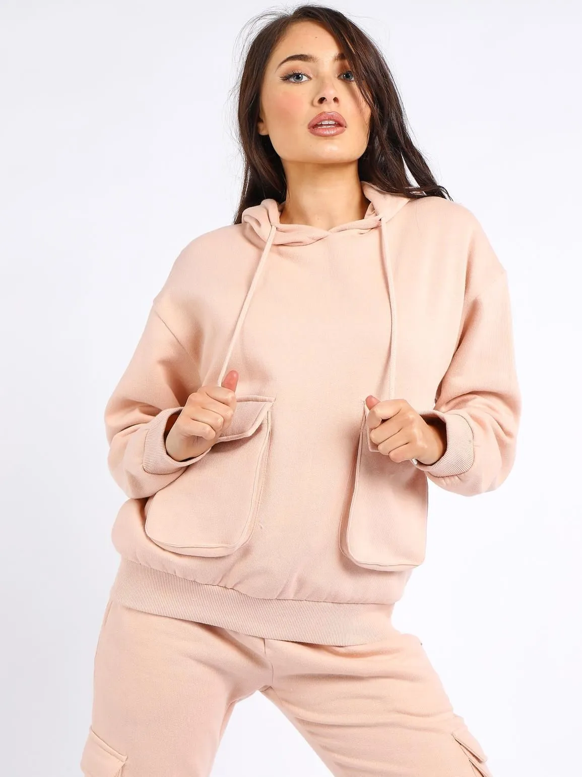 Womens 2 piece loungewear jersey sweatshirt tracksuit, Peach, Black, Grey, UK Sizes 8 to 14