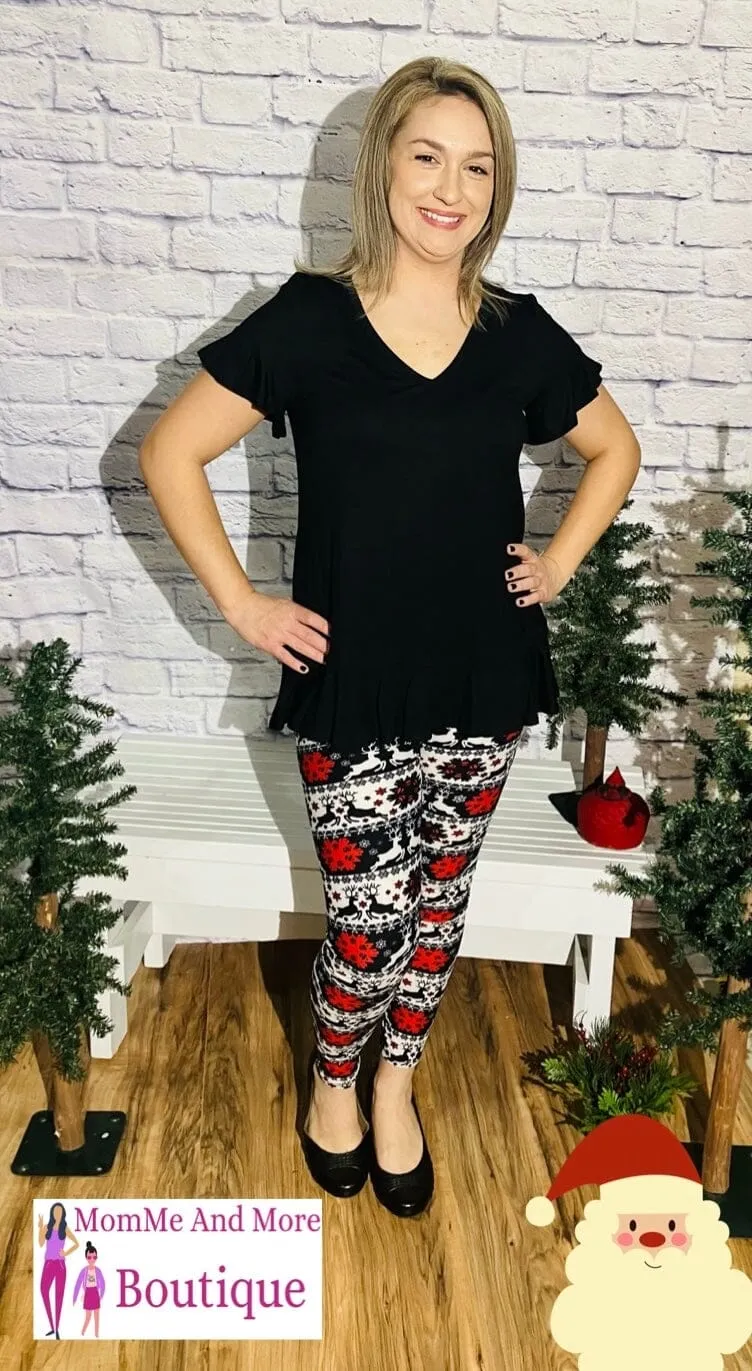 Womens Christmas Reindeer Leggings, Soft Yoga Pants, Sizes 0-20, White