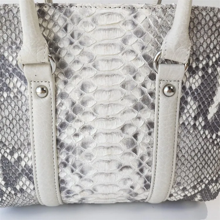 Women's Designer Python Skin Leather Crossbody Shoulder Handbag