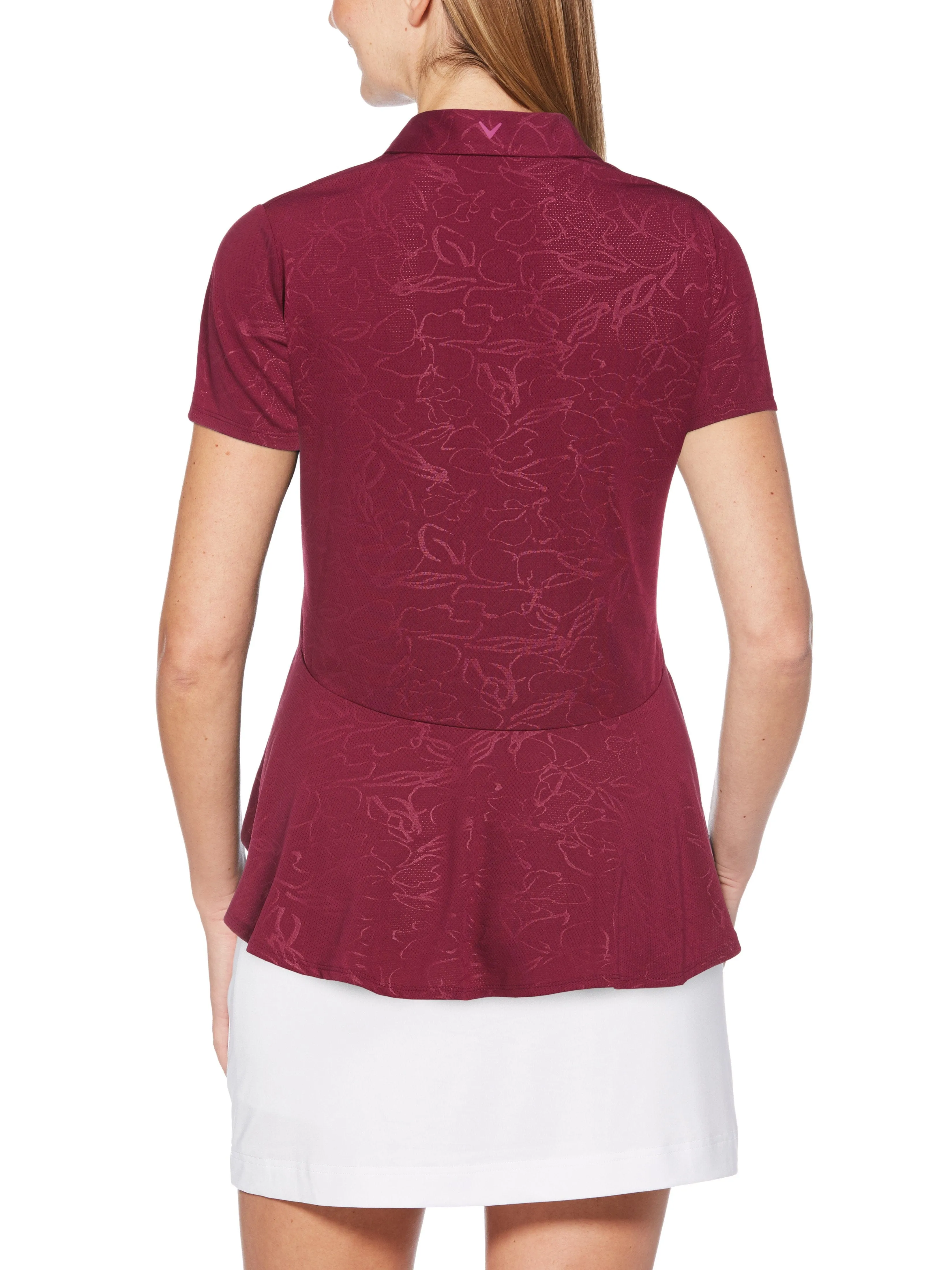 Womens Floral Embossed Polo