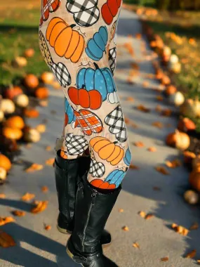 Womens Plaid Pumpkin Leggings, Soft Yoga Pants, Sizes 0-22, Yoga Waist, Exclusive Leggings