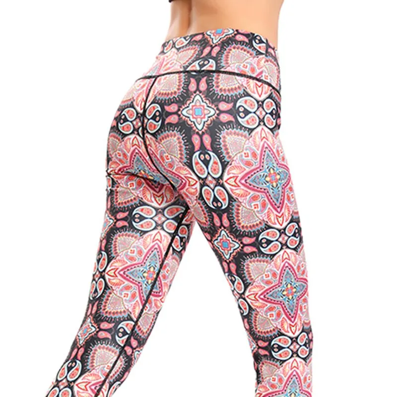 Workout Women Leggings Fitness High Waist Elastic Push Up Print Ankle Length Spandex Leggin Casual Femme Leggings