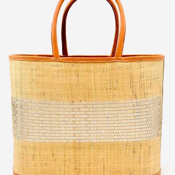 Wynwood Straw Basket Bag Handbag with Metallic Detailing - (fuchsia or natural)