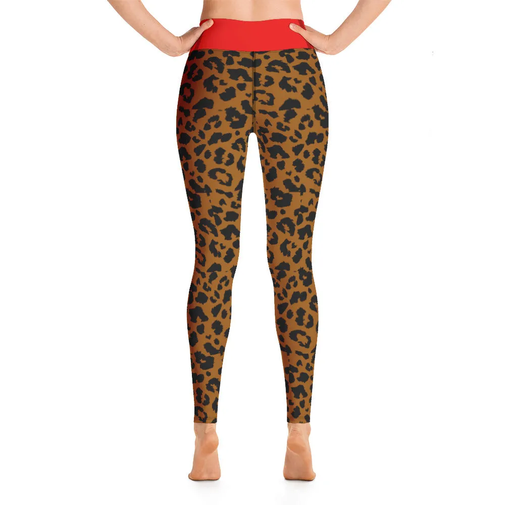 Yoga Leggings Leopard and Red